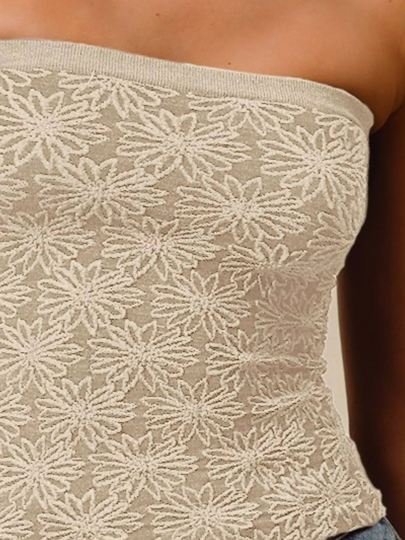 SO ME Jacquard Floral Two Tone Seamless Tube Top - Bitsy Gypsy Boutique