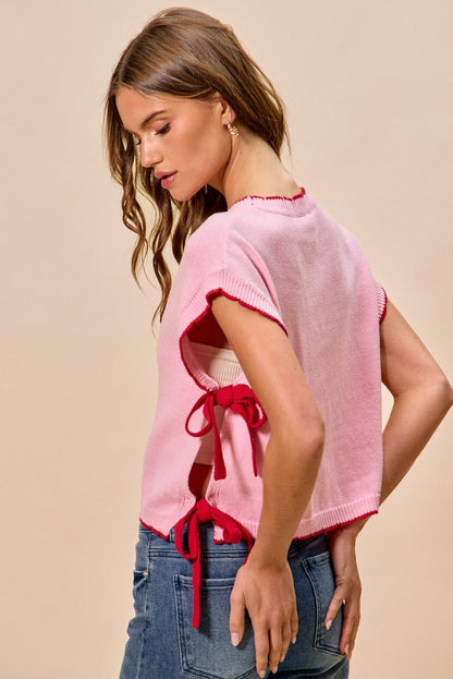 SO ME Lightweight Sweater Dolman Side Ribbon Tie Top - Bitsy Gypsy Boutique