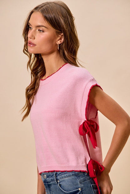 SO ME Lightweight Sweater Dolman Side Ribbon Tie Top - Bitsy Gypsy Boutique