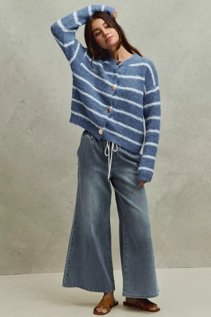 SO ME Mid Rise Elastic Waist Flare Denim Jeans - Bitsy Gypsy Boutique