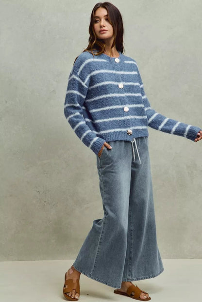 SO ME Mid Rise Elastic Waist Flare Denim Jeans - Bitsy Gypsy Boutique