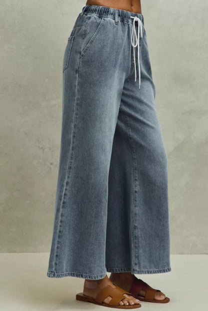SO ME Mid Rise Elastic Waist Flare Denim Jeans - Bitsy Gypsy Boutique