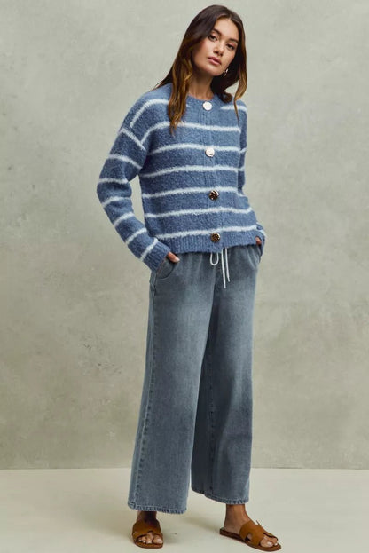 SO ME Mid Rise Elastic Waist Flare Denim Jeans - Bitsy Gypsy Boutique