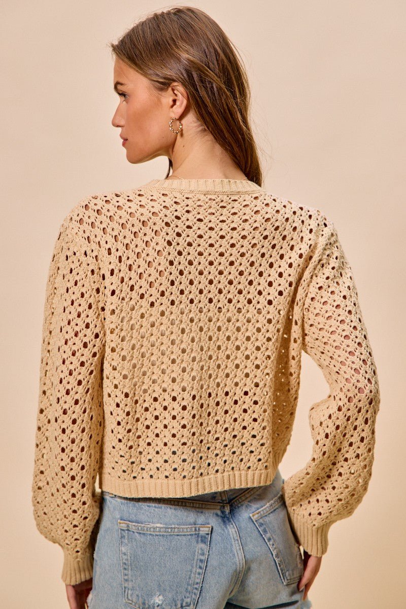 SO ME Open Knitted Button Down Cardigan Sweater Top - Bitsy Gypsy Boutique