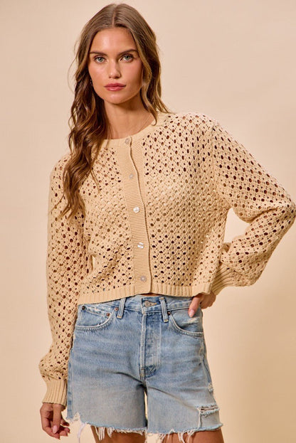 SO ME Open Knitted Button Down Cardigan Sweater Top - Bitsy Gypsy Boutique