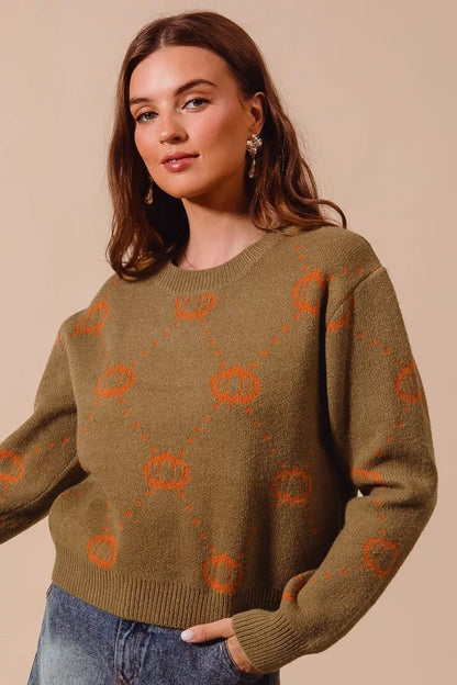 SO ME Pumpkin Rhombus Halloween Thanksgiving Sweater - Bitsy Gypsy Boutique