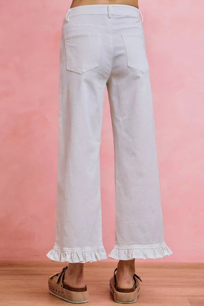 SO ME Ruffled Bottom Detail Mid Rise Jeans - Bitsy Gypsy Boutique
