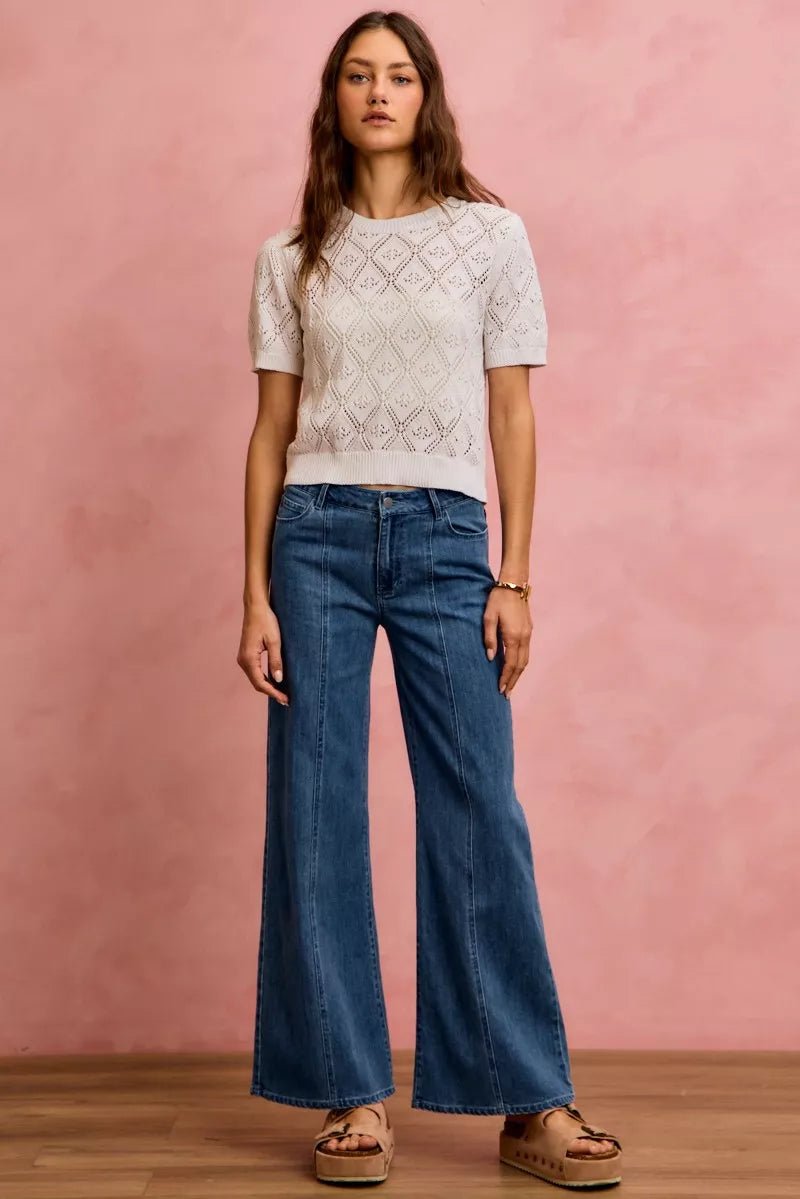 SO ME Seam Detail Mid Rise Stretch Denim Jeans - Bitsy Gypsy Boutique
