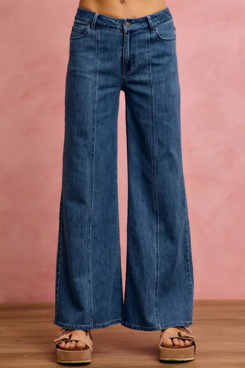 SO ME Seam Detail Mid Rise Stretch Denim Jeans - Bitsy Gypsy Boutique