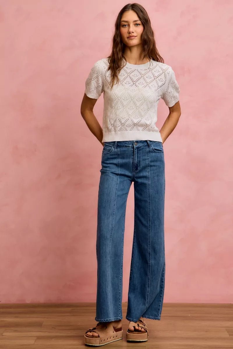 SO ME Seam Detail Mid Rise Stretch Denim Jeans - Bitsy Gypsy Boutique