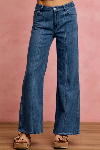 SO ME Seam Detail Mid Rise Stretch Denim Jeans - Bitsy Gypsy Boutique