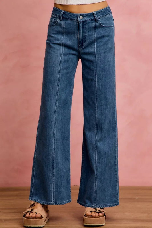 SO ME Seam Detail Mid Rise Stretch Denim Jeans - Bitsy Gypsy Boutique