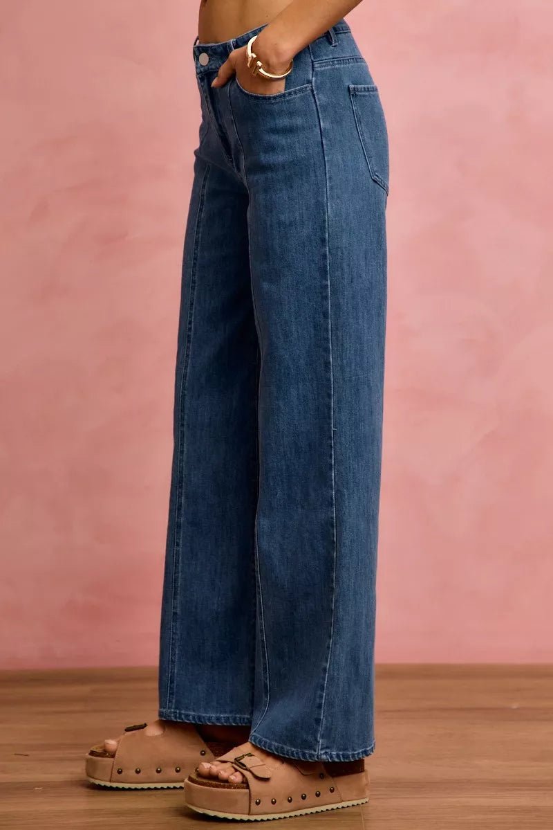 SO ME Seam Detail Mid Rise Stretch Denim Jeans - Bitsy Gypsy Boutique