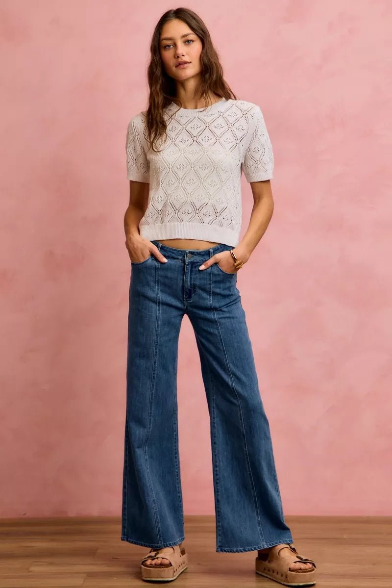 SO ME Seam Detail Mid Rise Stretch Denim Jeans - Bitsy Gypsy Boutique