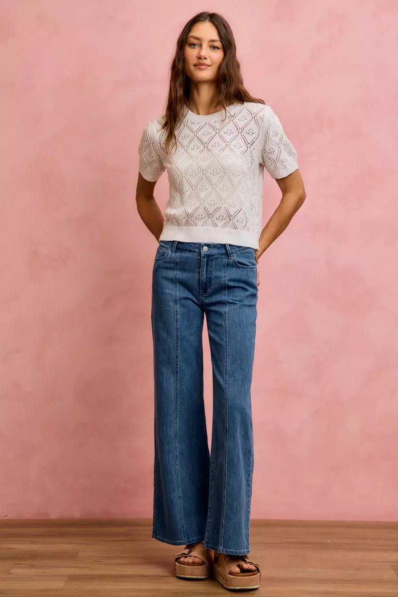 SO ME Seam Detail Mid Rise Stretch Denim Jeans - Bitsy Gypsy Boutique