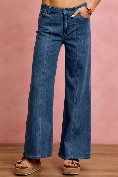 SO ME Seam Detail Mid Rise Stretch Denim Jeans - Bitsy Gypsy Boutique