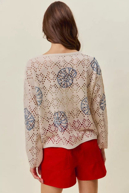 SO ME Seashell Lightweight Sweater Top - Bitsy Gypsy Boutique