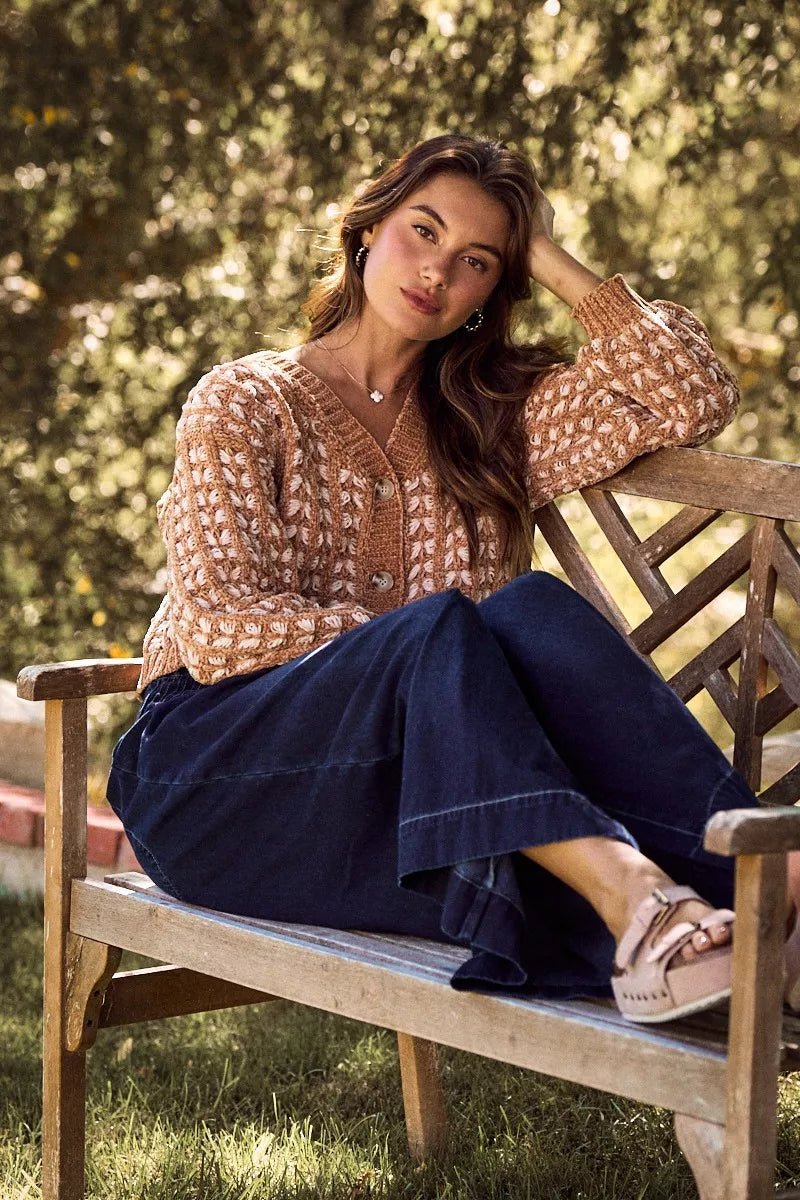 SO ME Soft Chenille Yarn Texture Button Sweater Cardigan - Bitsy Gypsy Boutique