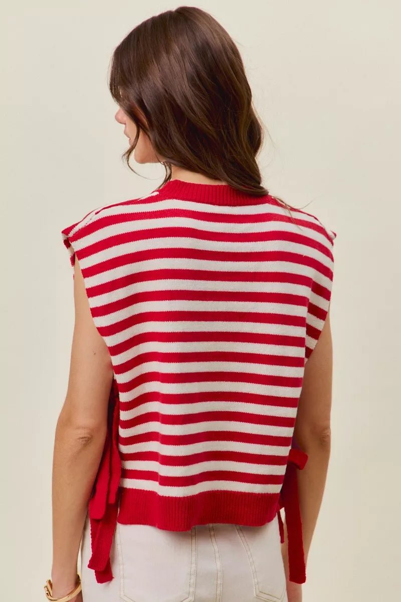 SO ME Stripe Star Patch 4th Of July Side Tie Vest Top - Bitsy Gypsy Boutique