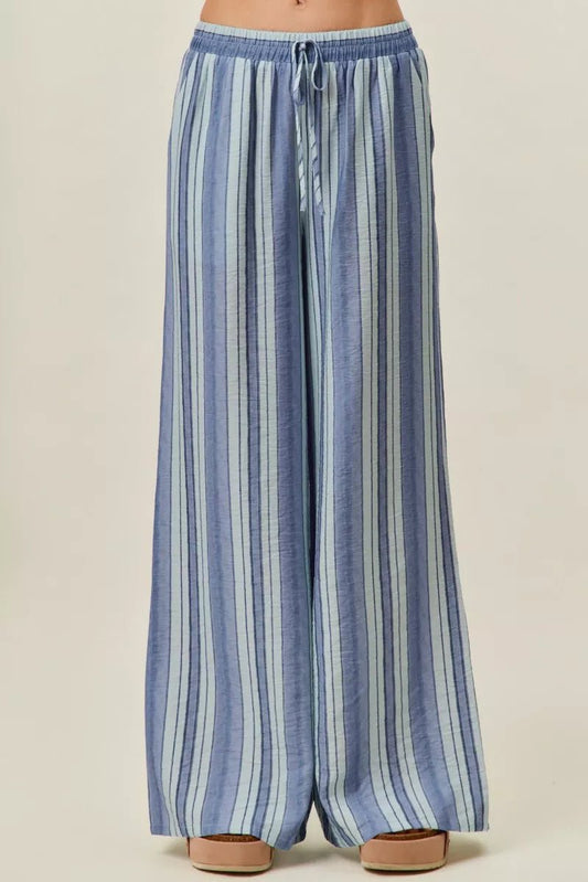 SO ME Stripe Wide Leg Pull On Pants - Bitsy Gypsy Boutique