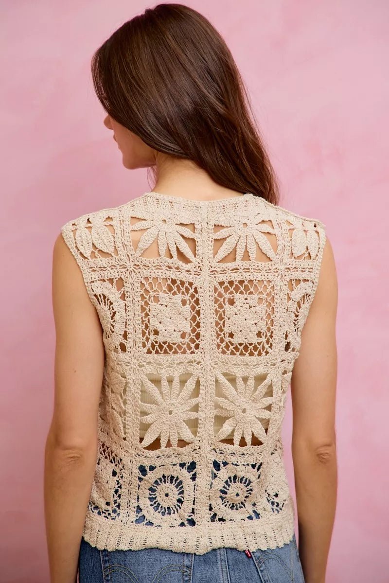 SO ME Summer Crochet Patterned Sleeveless Vest Top - Bitsy Gypsy Boutique