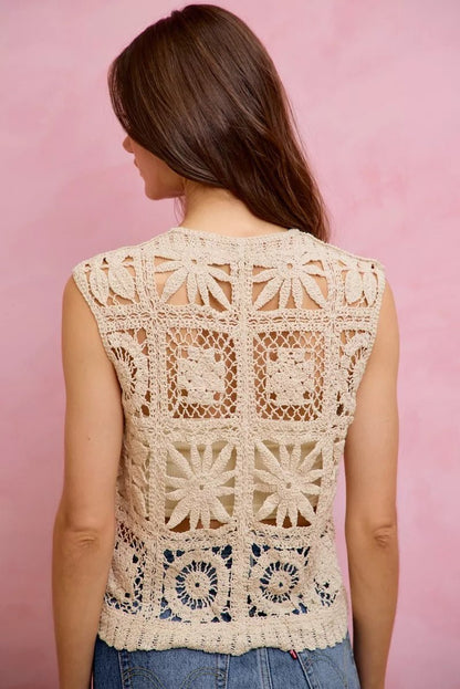SO ME Summer Crochet Patterned Sleeveless Vest Top - Bitsy Gypsy Boutique