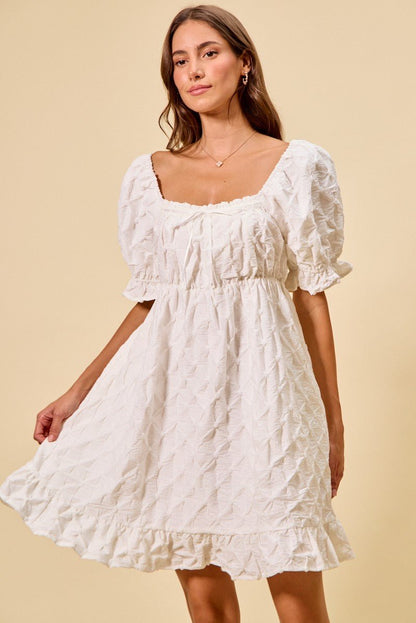 SO ME Texture Woven Ruching On Bust Mini Dress - Bitsy Gypsy Boutique