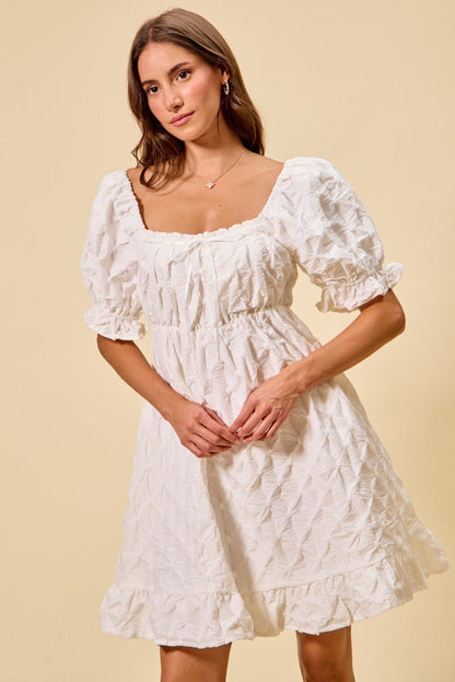 SO ME Texture Woven Ruching On Bust Mini Dress - Bitsy Gypsy Boutique