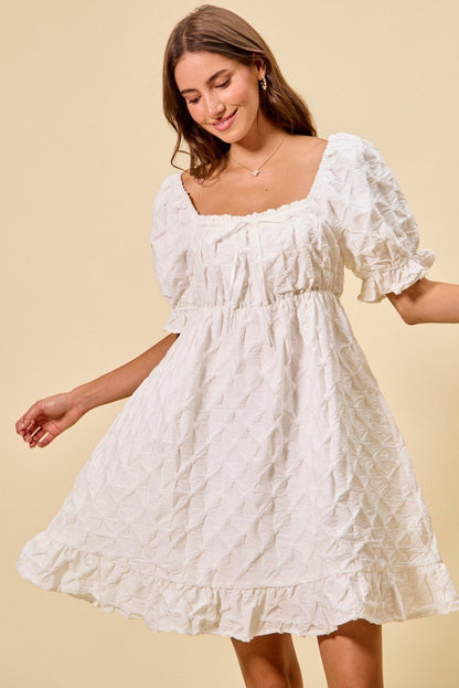 SO ME Texture Woven Ruching On Bust Mini Dress - Bitsy Gypsy Boutique