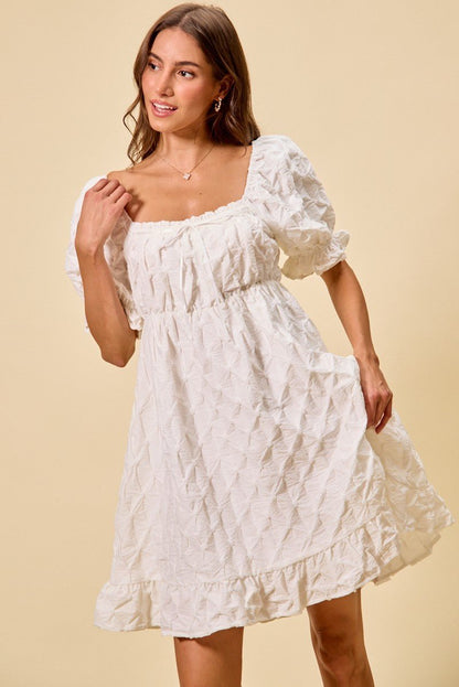 SO ME Texture Woven Ruching On Bust Mini Dress - Bitsy Gypsy Boutique