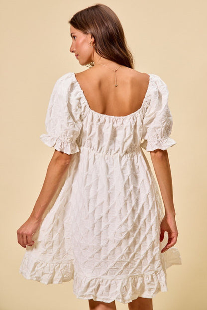 SO ME Texture Woven Ruching On Bust Mini Dress - Bitsy Gypsy Boutique