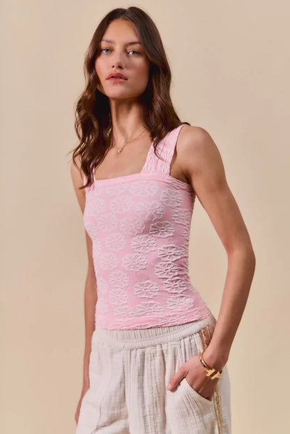 SO ME Two Tone Floral Seamless Tank Top - Bitsy Gypsy Boutique