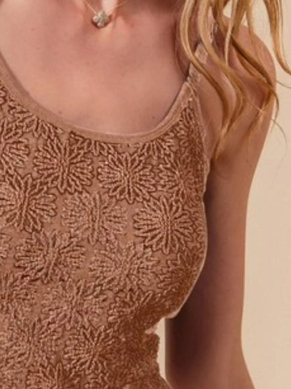 SO ME Two Tone Floral Seamless Tank Top - Bitsy Gypsy Boutique