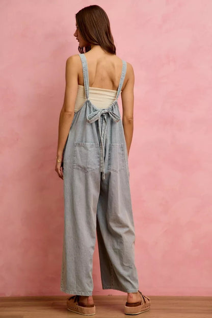 SO ME Wide Leg Lightweight Denim Overalls - Bitsy Gypsy Boutique