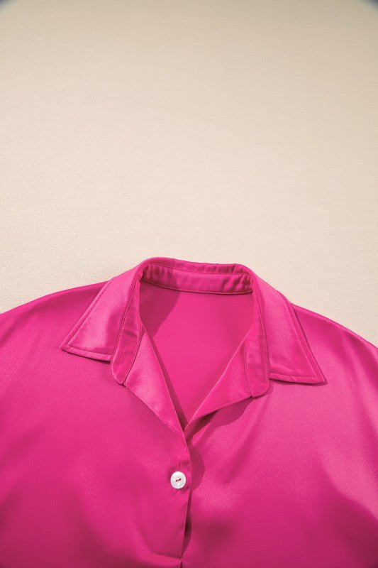 Solid Buttoned Collar T-Shirt Mini Dress - Bitsy Gypsy Boutique