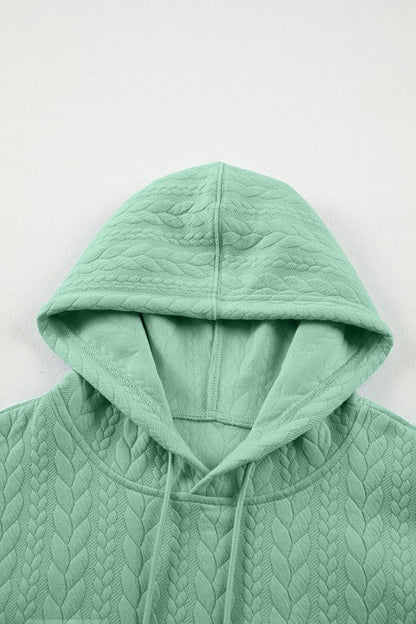 Solid Cable Textured Long Sleeve Baggy Hoodie - Bitsy Gypsy Boutique