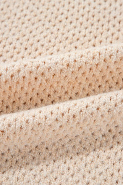 Solid Eyelet V - Neck Drop Shoulder Sweater - Bitsy Gypsy Boutique