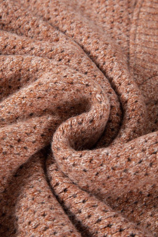 Solid Eyelet V - Neck Drop Shoulder Sweater - Bitsy Gypsy Boutique