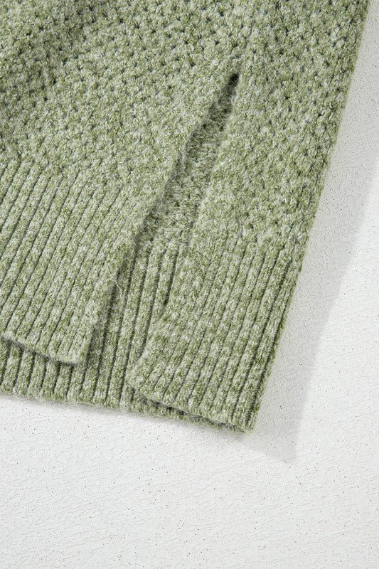 Solid Eyelet V - Neck Drop Shoulder Sweater - Bitsy Gypsy Boutique