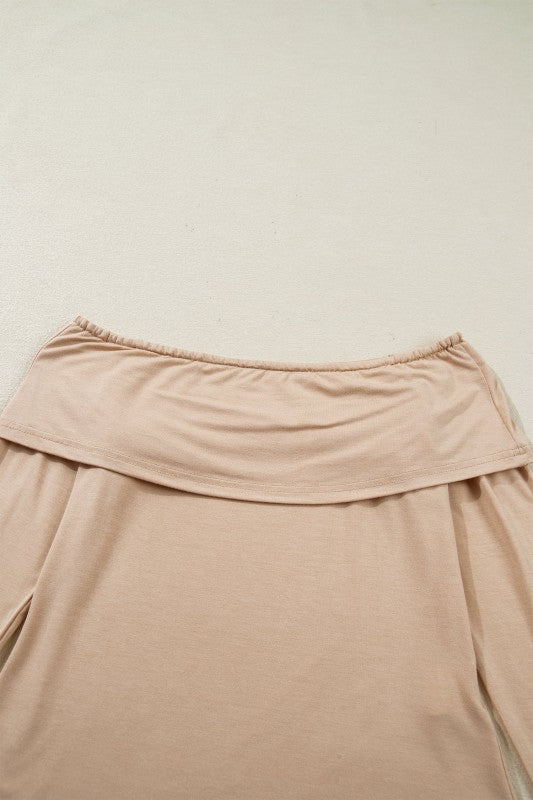 Solid Fold - Over Off - Shoulder Long Sleeve Top - Bitsy Gypsy Boutique