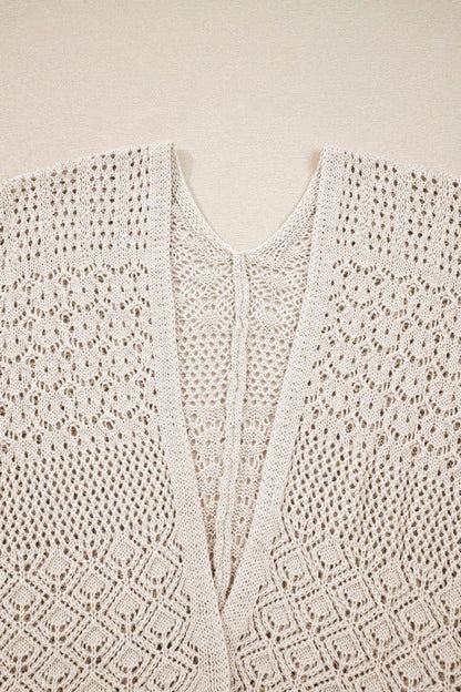 Solid Hollow Knit Open - Front Cardigan - Bitsy Gypsy Boutique
