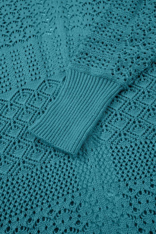 Solid Hollow Knit Open - Front Cardigan - Bitsy Gypsy Boutique