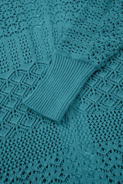 Solid Hollow Knit Open - Front Cardigan - Bitsy Gypsy Boutique