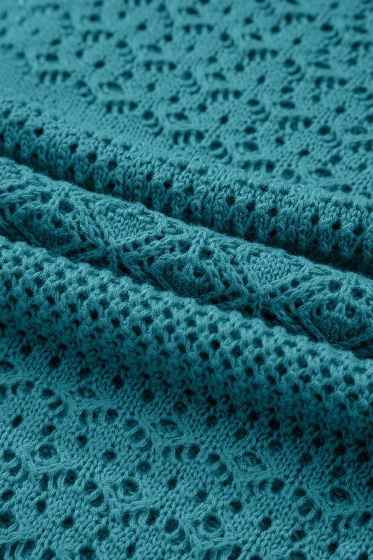 Solid Hollow Knit Open - Front Cardigan - Bitsy Gypsy Boutique