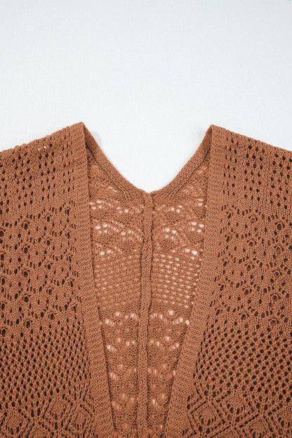 Solid Hollow Knit Open - Front Cardigan - Bitsy Gypsy Boutique