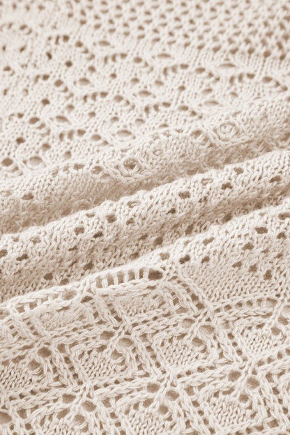 Solid Hollow Knit Open - Front Cardigan - Bitsy Gypsy Boutique