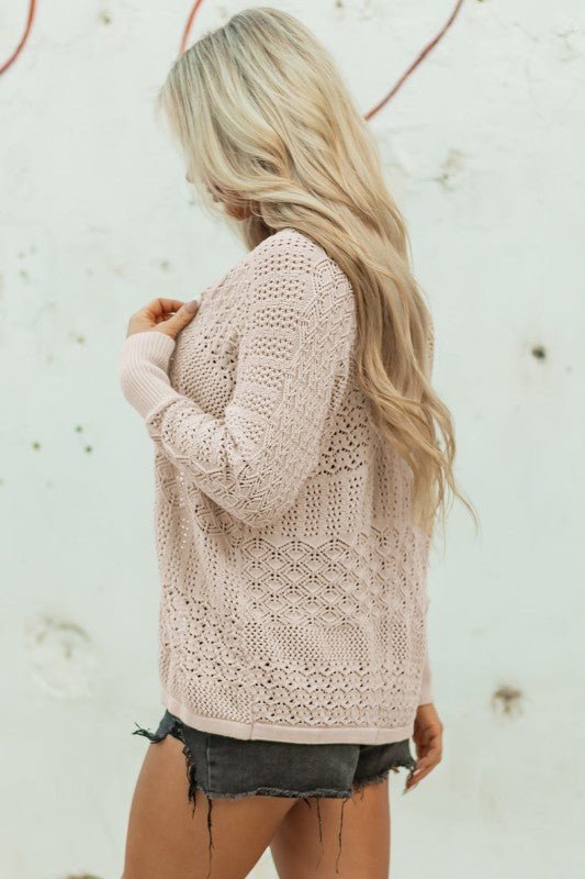 Solid Hollow Knit Open - Front Cardigan - Bitsy Gypsy Boutique