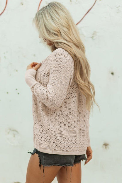 Solid Hollow Knit Open - Front Cardigan - Bitsy Gypsy Boutique