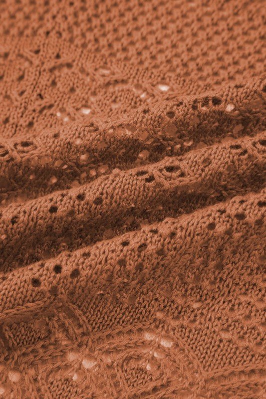 Solid Hollow Knit Open - Front Cardigan - Bitsy Gypsy Boutique