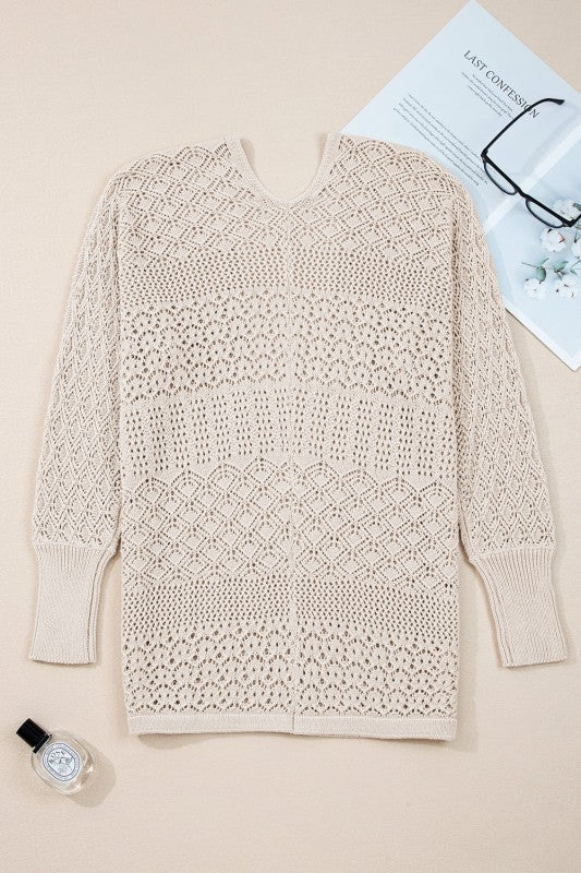 Solid Hollow Knit Open - Front Cardigan - Bitsy Gypsy Boutique